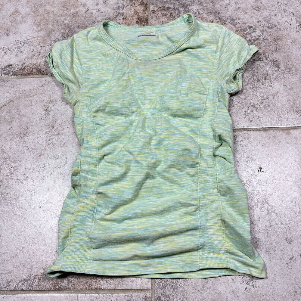 ATHLETA Shirt Women's Small Fast Track Ruched Green Stretch Gym‎ Running